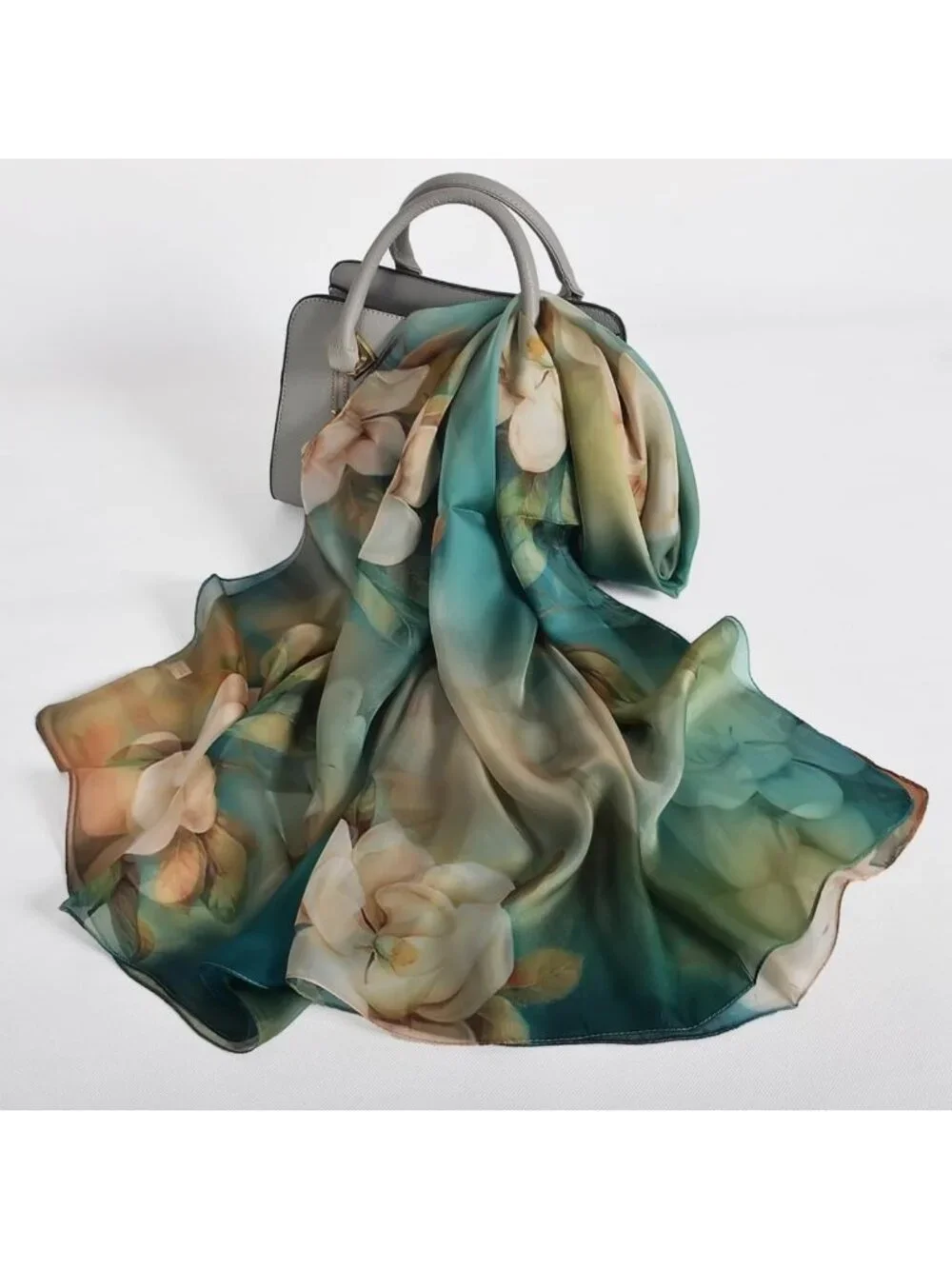 Luxurious 100% Mulberry Silk Chiffon Scarf - Oversized Wrap, Beach Coverup